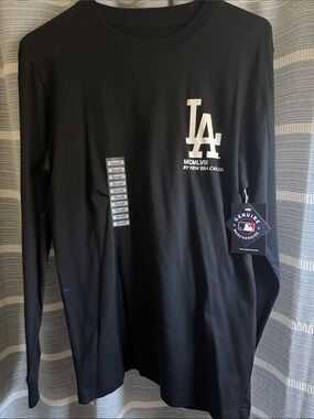 New Era Black Los Angeles Dodgers Long Sleeve Tee with White LA Logo